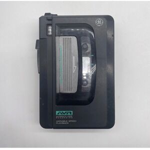 GE 3-5366A Portable Cassette Recorder AVR Variable Speed Playback Black Vintage